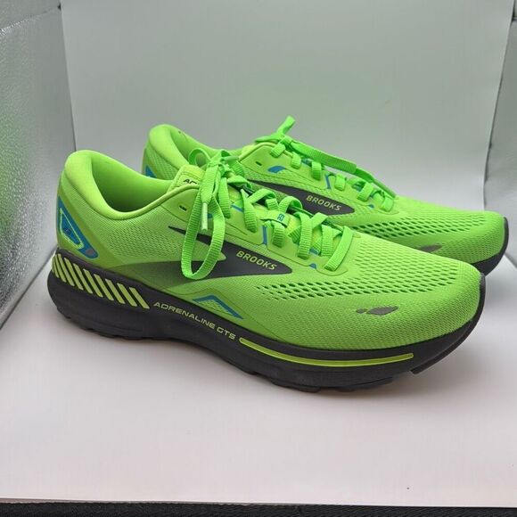 BROOKS Men's Adrenaline GTS 23 SIZE 8.5 WIDE (2E) BLACK/GREEN - Picture 1 of 9